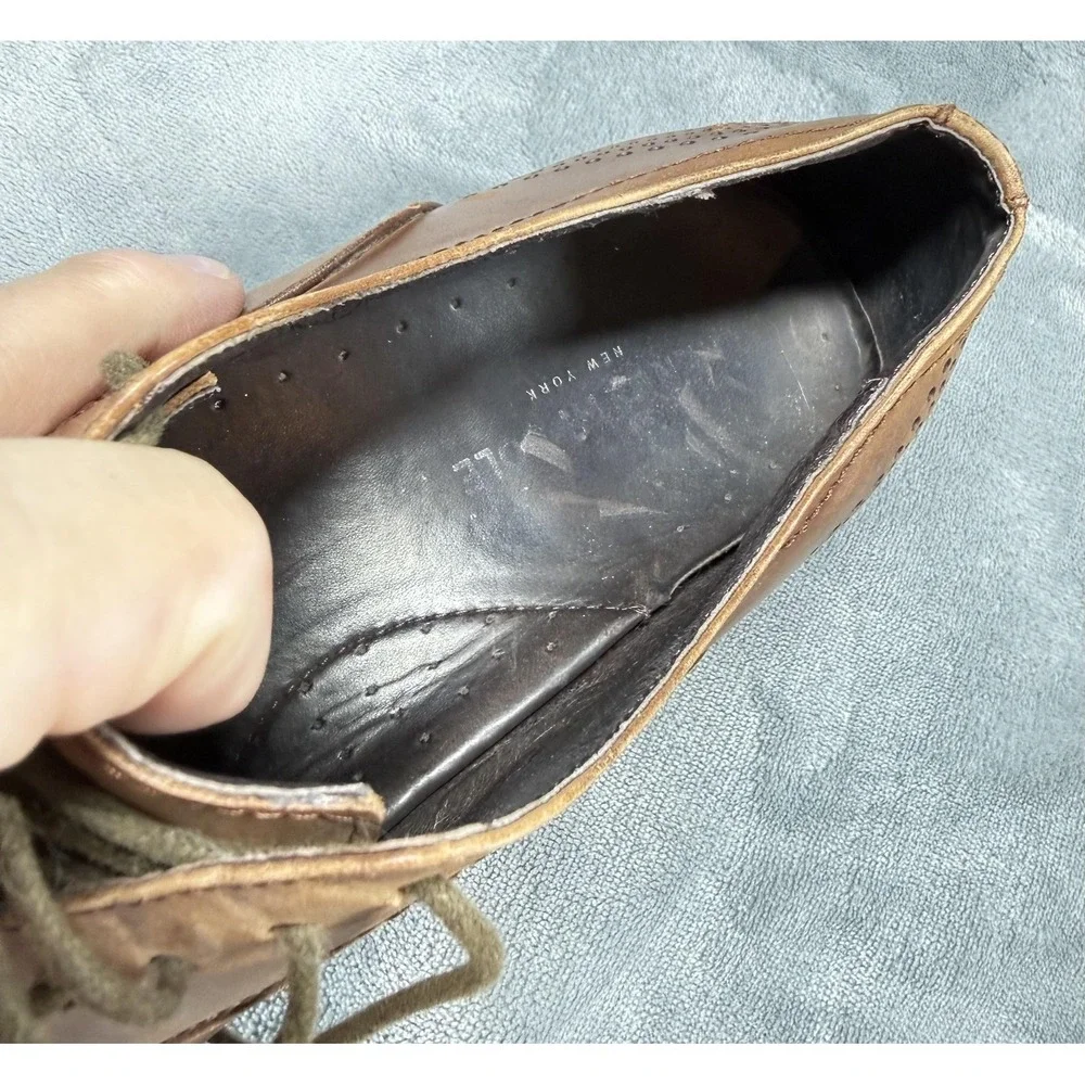 Kenneth Cole‎ Shoes Mens Size 9.5 Brown Leather Cap Toe Oxford Across The Pond